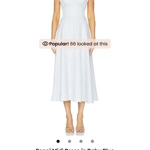 Elegant Light Blue Midi Dress line and dot